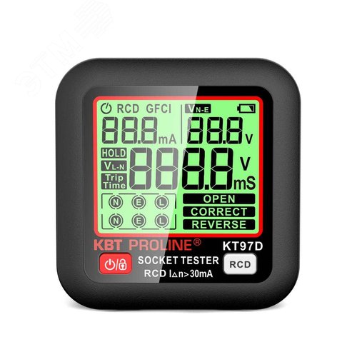 Изображение товара Тестер розеток и УЗО КТ 97D серия PROLINE (шт)