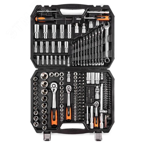 Набор инструментов НАИ-10/216 серия PROFESSIONAL с торцевыми шестигранными, головками Е-типа и трещоткой 1/2'', 1/4'', 3/8'' - фото 1