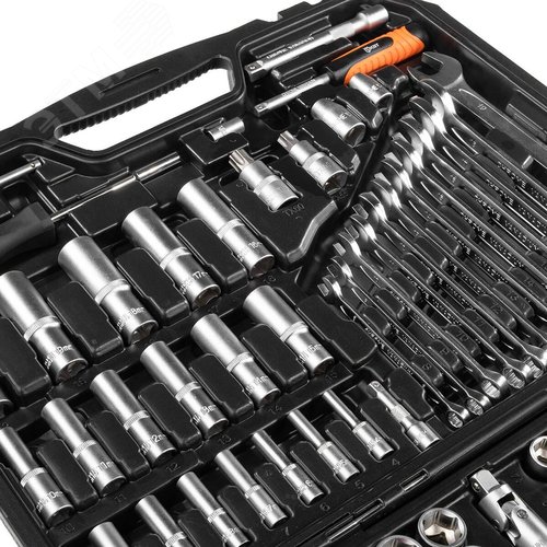 Набор инструментов НАИ-10/216 серия PROFESSIONAL с торцевыми шестигранными, головками Е-типа и трещоткой 1/2'', 1/4'', 3/8'' - фото 2