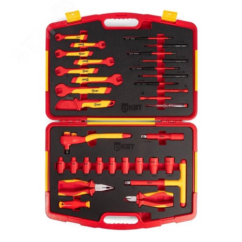 Набор диэлектрического инструмента НИИ-04 серия ПРОФИ торцевые шестигранные головки с трещоткой для работ под напряжением до 1000 В, стандарт VDE - фото 1