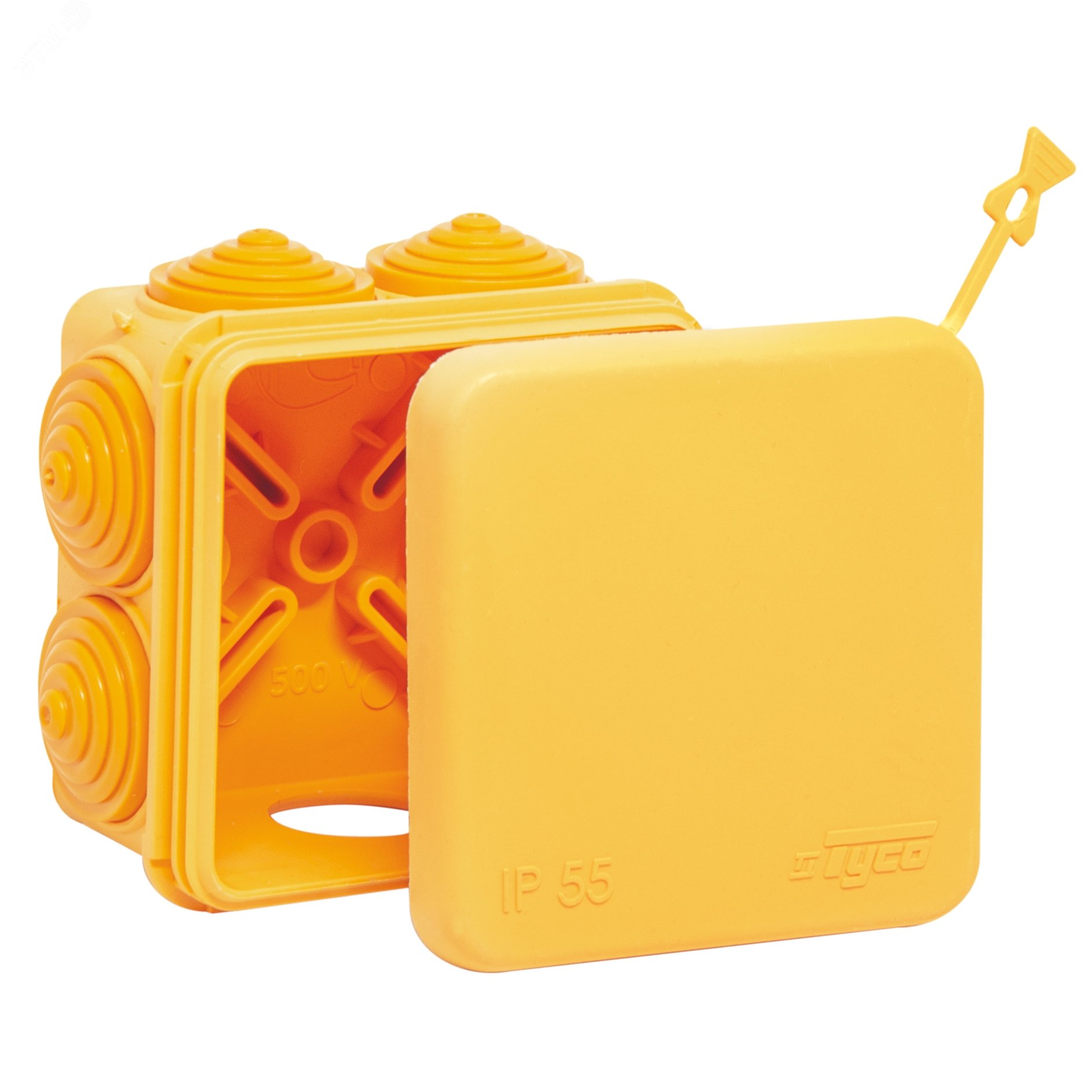 Изображение товара Коробка распределительная для открытой проводки 70х70х40мм оранжевая не распространяет горение