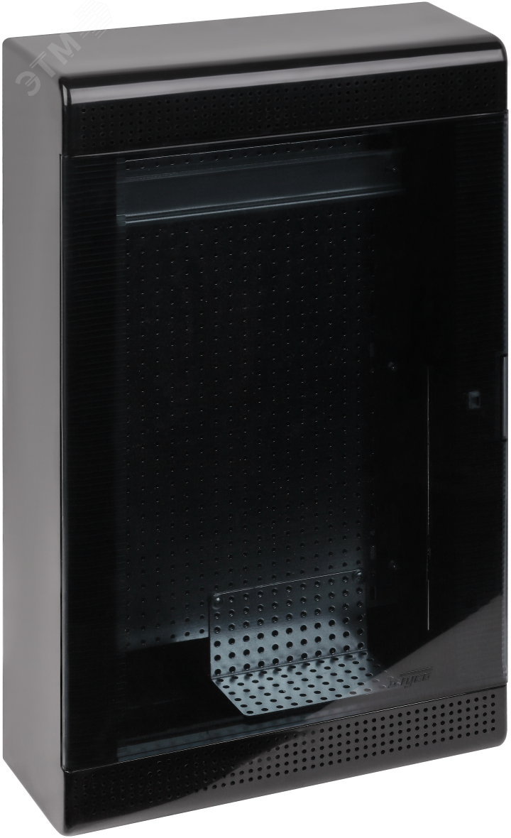 Изображение товара Щит слаботочный мультимедийный для открытой проводки с горизонтальной прозрачной дверцей на 36 модулей черный IP40 (ЩРн-П-36) (шт) Изображение товара Щит слаботочный мультимедийный для открытой проводки с горизонтальной прозрачной дверцей на 36 модулей черный IP40 (ЩРн-П-36) (шт)