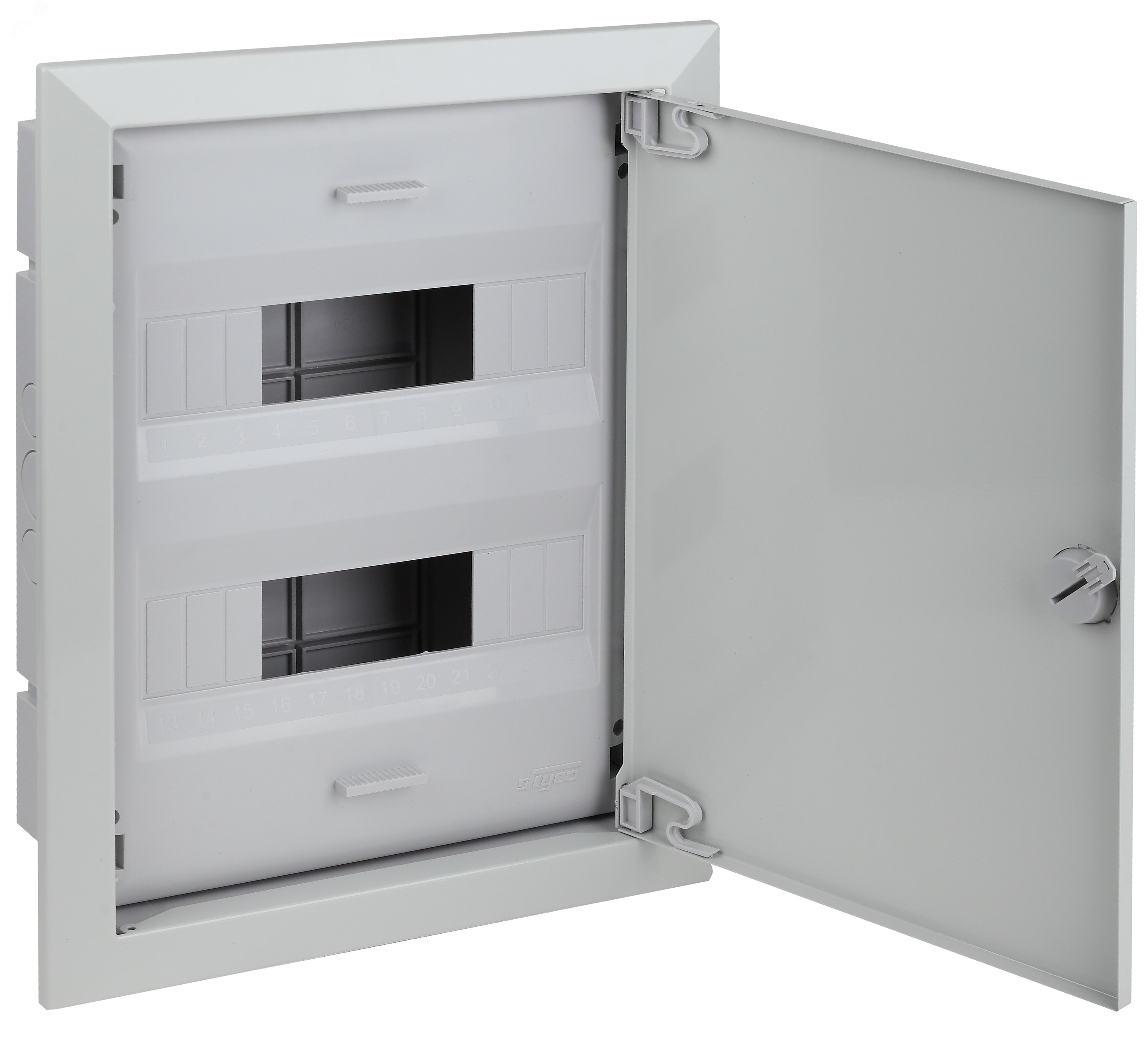 Изображение товара Щит распределительный встраиваемый на 24 модуля с металлической дверцей серый IP40 (ЩРв-24) (шт)