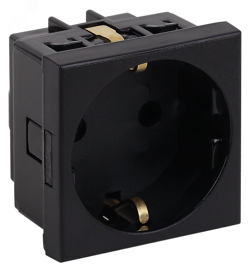 Изображение товара Розетка модульная с з/к и шторками 45х45мм черная RUVinil