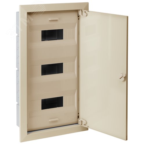 Изображение товара Щит распределительный встраиваемый на 36 модулей с металлической дверцей бежевый IP40 (ЩРв-36) (шт)