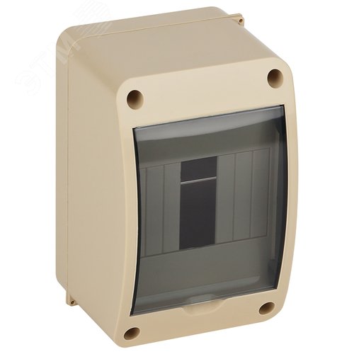 Изображение товара Щиток распределительный навесной на 4 модуля с дверцей бежевый IP40 (ЩРн-П-4) (шт)