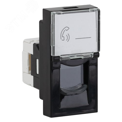 Изображение товара Розетка модульная RJ-11 размер 45х22,5 мм черная (шт)