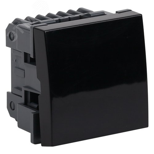 Изображение товара Выключатель модульный одноклавишный 45х45мм черный (шт)