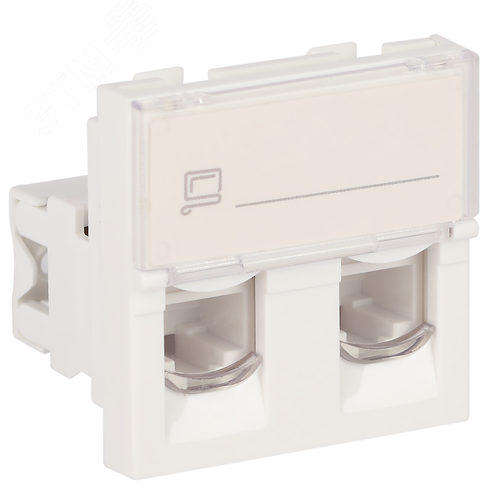 Изображение товара Розетка модульная компьютерная двойная RJ-45 45х45 мм белая (шт)