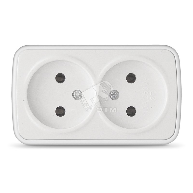 Изображение товара Розетка Электра двойная без заземления белая (шт)