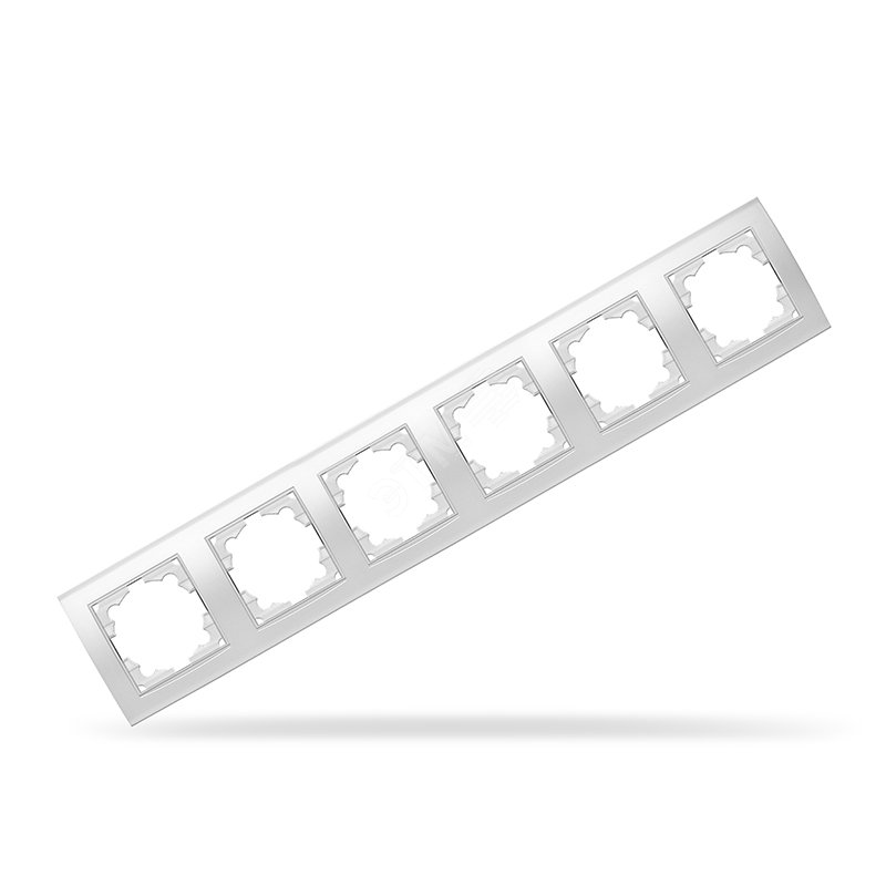 Изображение товара Рамка 6 постов Бриллиант горизонтальная белая для электрики