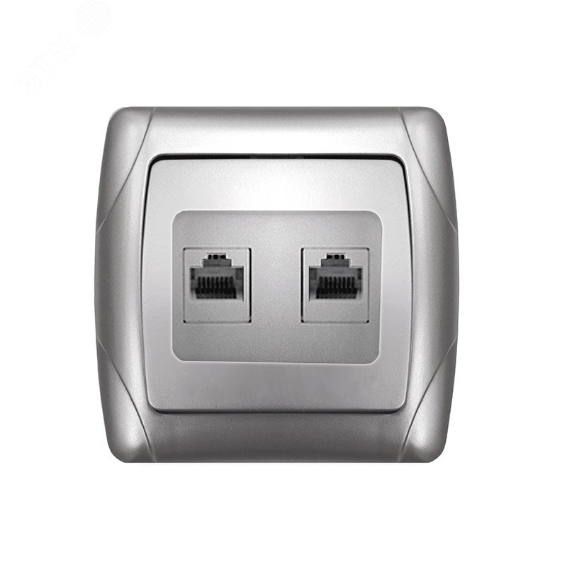 Изображение товара Маргарита розетка двухпортовая компьютерная RJ45, серебро (еврослот) (шт)