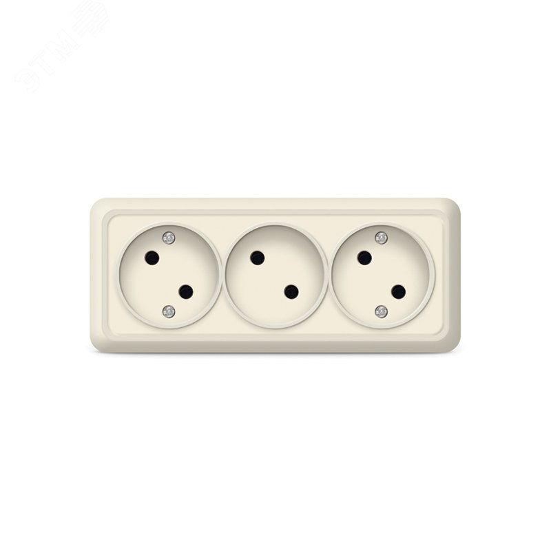 Изображение товара Розетка трехместная Олимп б/з наружная 16А 220В бежевый еврослот