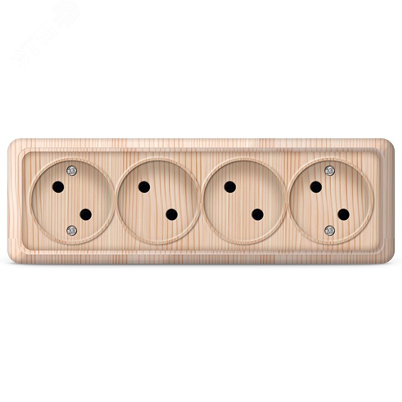 Изображение товара Розетка четырехместная Олимп бз наружная 16А 220В сосна