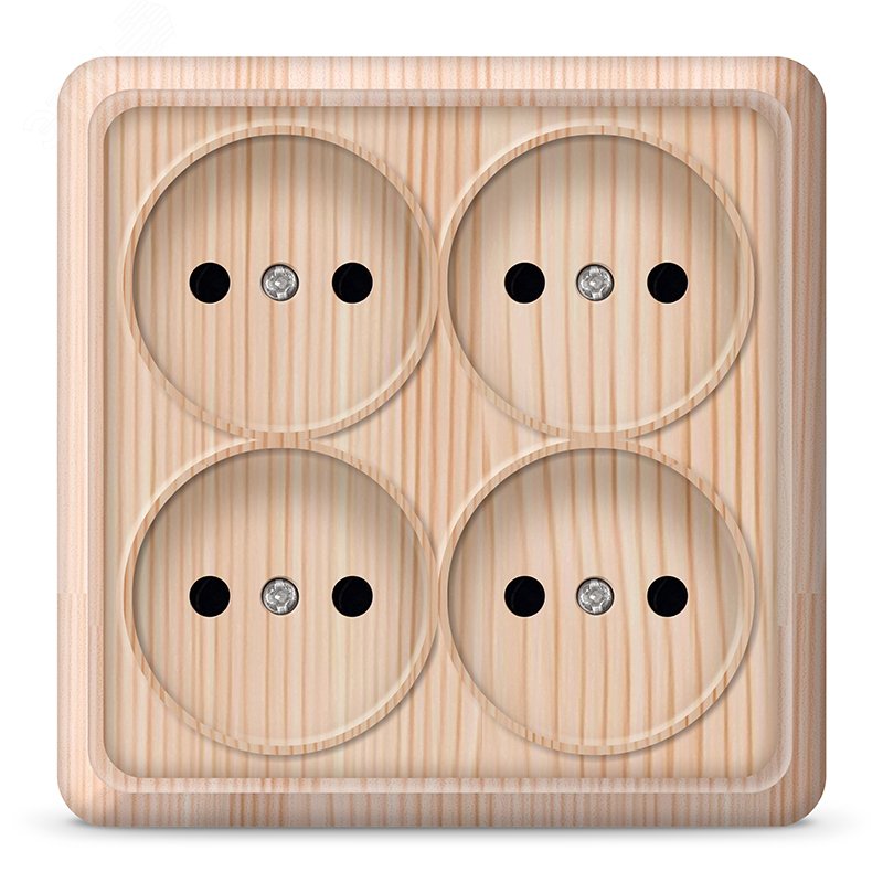 Изображение товара Розетка четырехместная квадратная Олимп наружная 16А 220В сосна шт