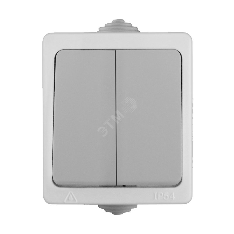 Изображение товара Выключатель Аллегро 2 клавиши IP54 серый