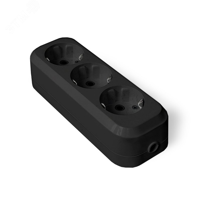 Изображение товара Колодка UNIVersal 3 гн. с/з АБС-пластик черная для электропитания