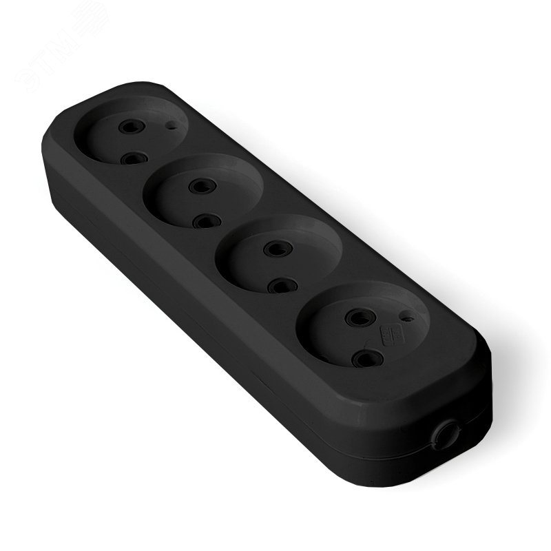 Изображение товара Колодка 4 гнезда без заземления из ABS-пластика черная для открытой установки