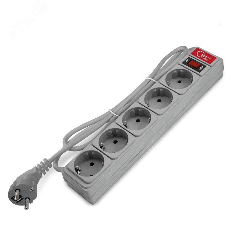 Изображение товара Сетевой фильтр СОЮЗ ПВС 3*0,75 5 гн., с заземлением, с выключателем и индикацией