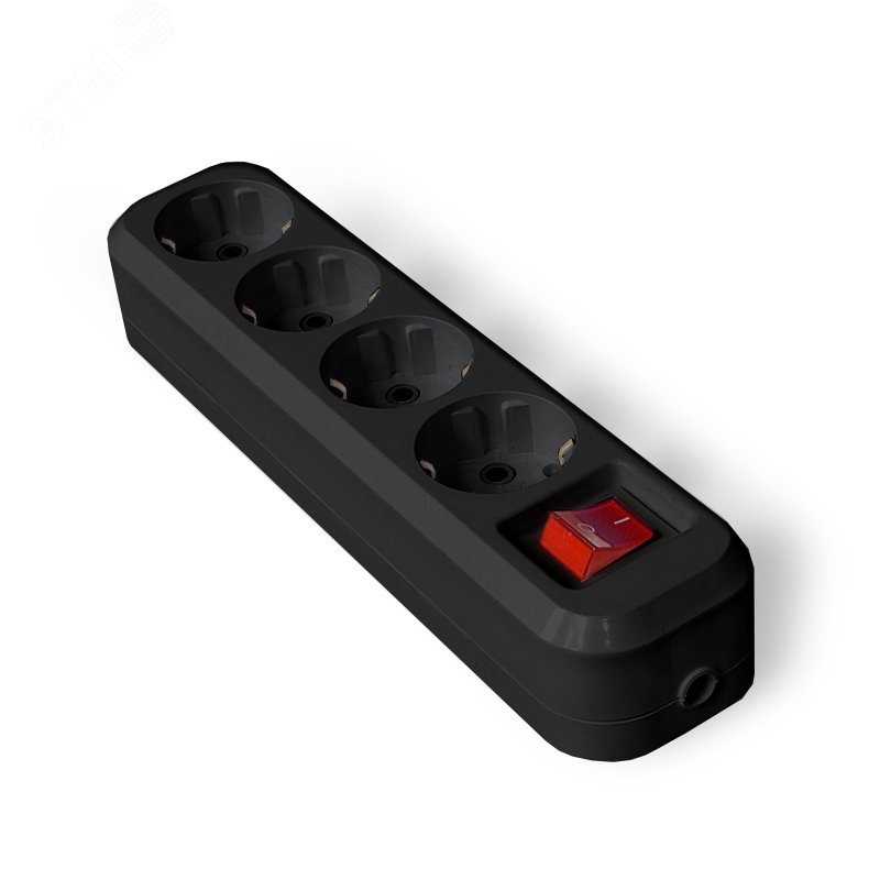 Изображение товара Колодка 4 гнезда с выключателем из АБС-пластика Россия