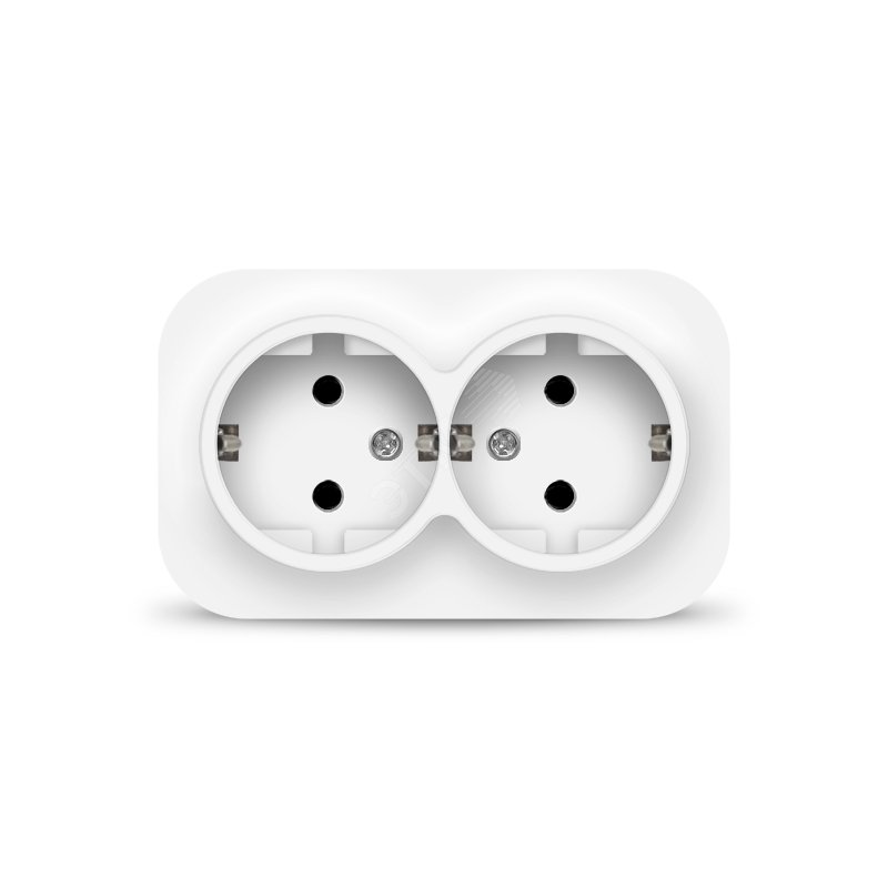 Изображение товара Розетка двухместная серия IONICH 16А 220В белая с заземлением монтаж открытый
