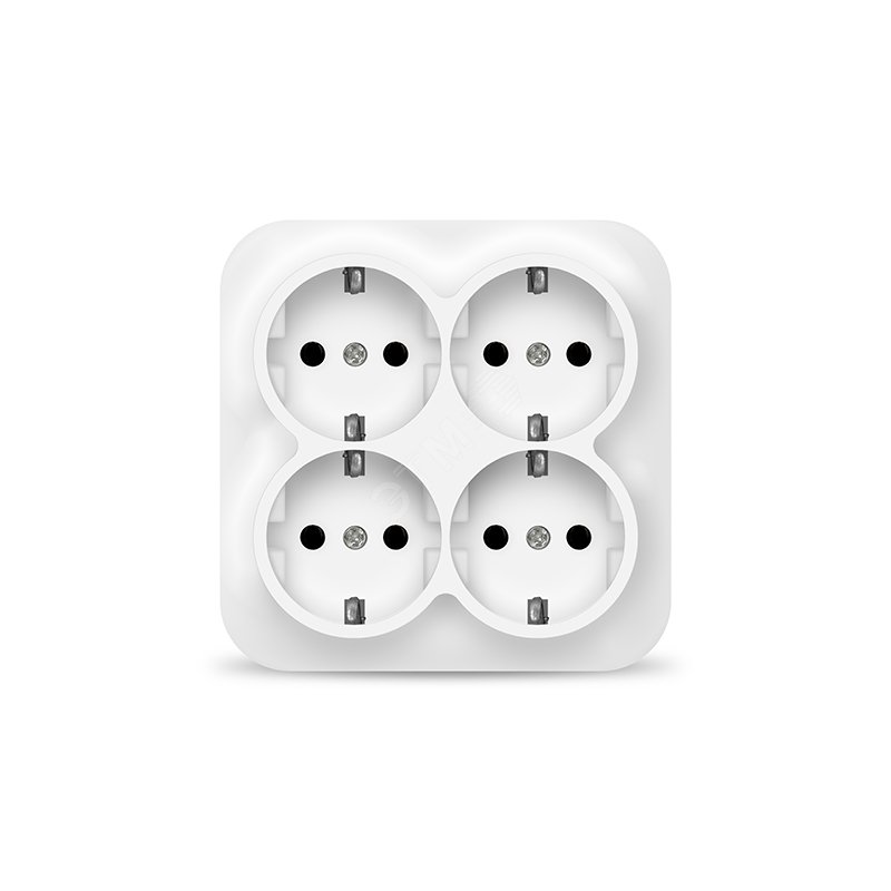 Изображение товара Розетка четырехместная квадратная серии IONICH 16А 220В Винтовое крепление белая