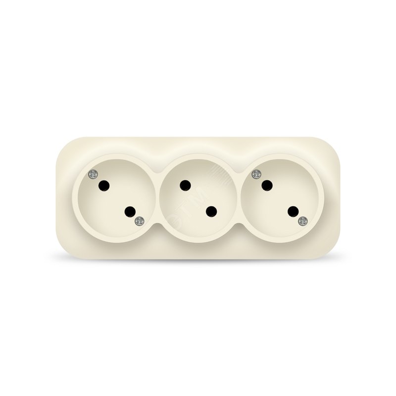 Изображение товара Розетка трехместная серия IONICH 220В 16А бежевый АБС-пластик
