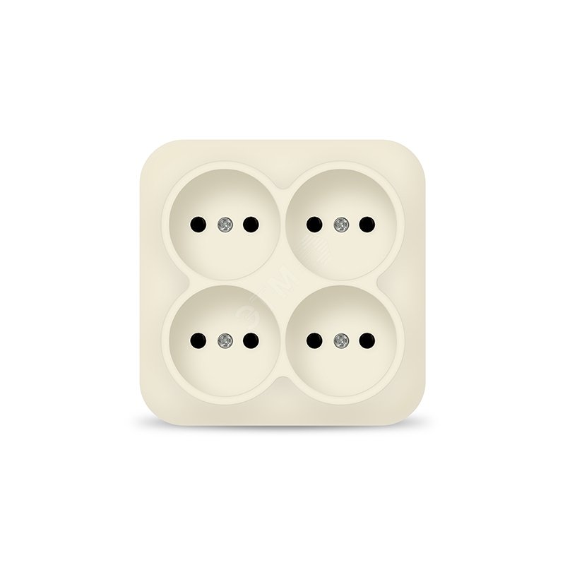 Изображение товара Розетка четырехместная квадратная серия IONICH, оу, 16А, 220В, бежевый