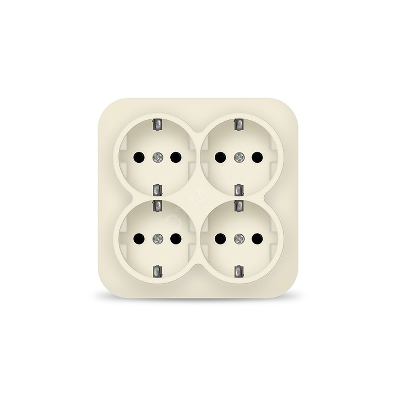 Изображение товара Розетка четырехместная квадратная серия IONICH, сз, у, 16А, 220В, бежевый