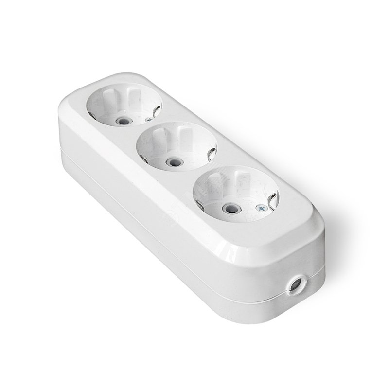Изображение товара Розетка-колодка для удлинителя 3 гнезда UNIVersal модель 1521 белая