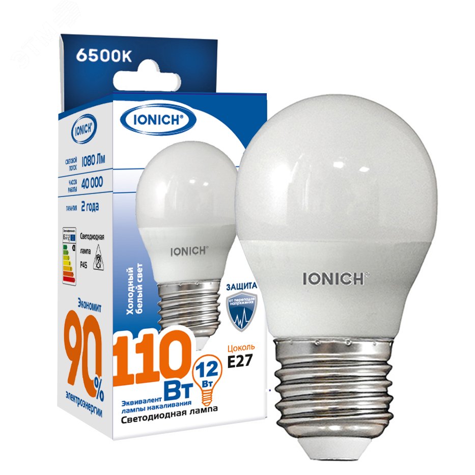 Изображение товара Декоративная светодиодная лампа G45 12Вт E27 6500К 1080Лм