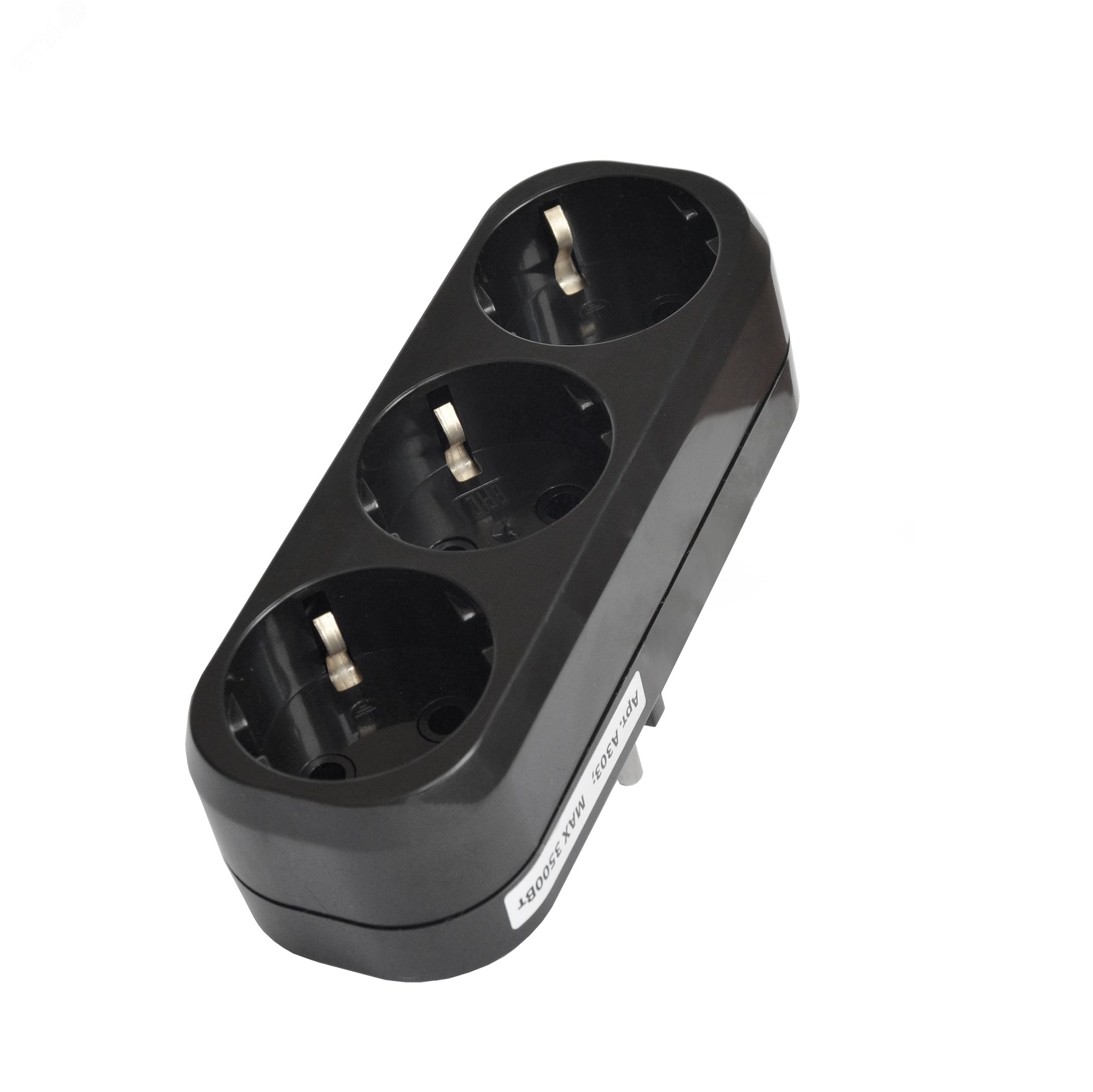 Изображение товара Разветвитель UNIVersal 3гн. с/з плоский черный 16А 220В