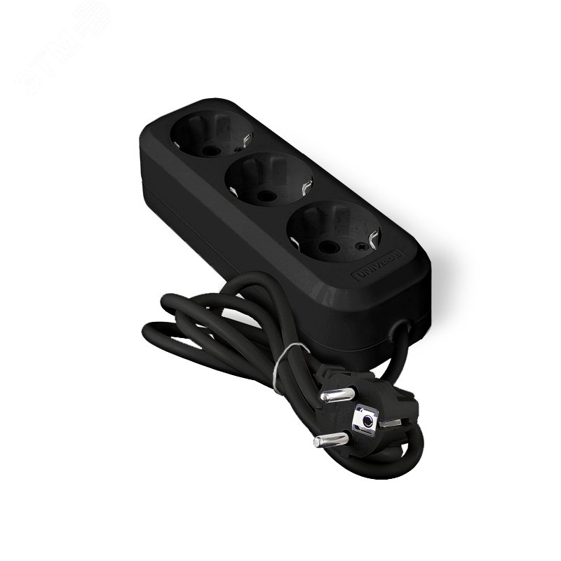 Изображение товара Удлинитель UNIVersal У10-554 3 гнезда 2 м черный для дома и офиса