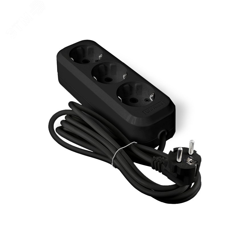 Изображение товара Удлинитель У10-554 ПВС 3 гн. 3м черный с заземлением