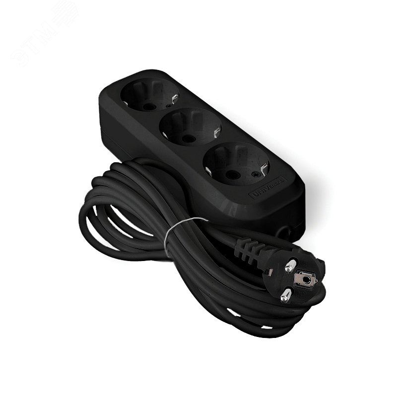 Изображение товара Удлинитель UNIVersal У10-554 ПВС 3*0,75 3 гнезда 5м черный