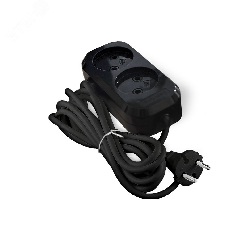 Изображение товара Удлинитель Е-202 ПВС 2*0,75 2 гнезда 3м черный UNIVersal