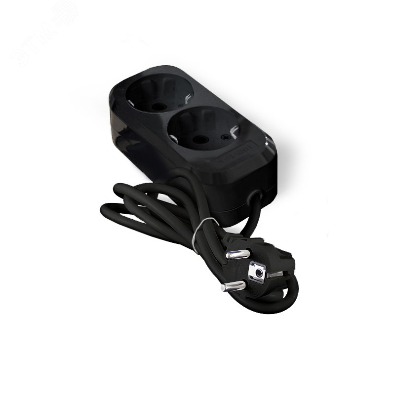 Изображение товара Удлинитель UNIVersal Е-302 2м 2 гнезда ПВС АБС-пластик черный