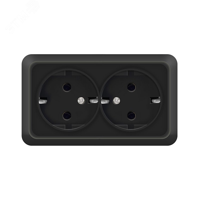 Изображение товара Розетка двухместная UNIVersal серия Олимп с/з, о/у, 16А, 220В, черная (шт)