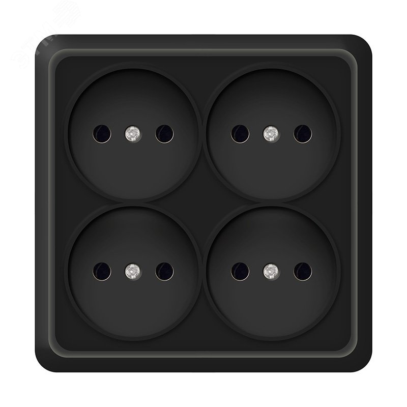 Изображение товара Розетка четырехместная квадратная UNIVersal серия Олимп черная 220В IP20