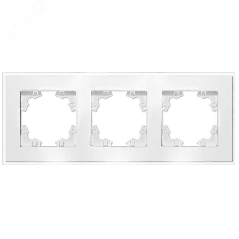 Изображение товара Афина стеклянная трехместная рамка белая универсальная современный дизайн