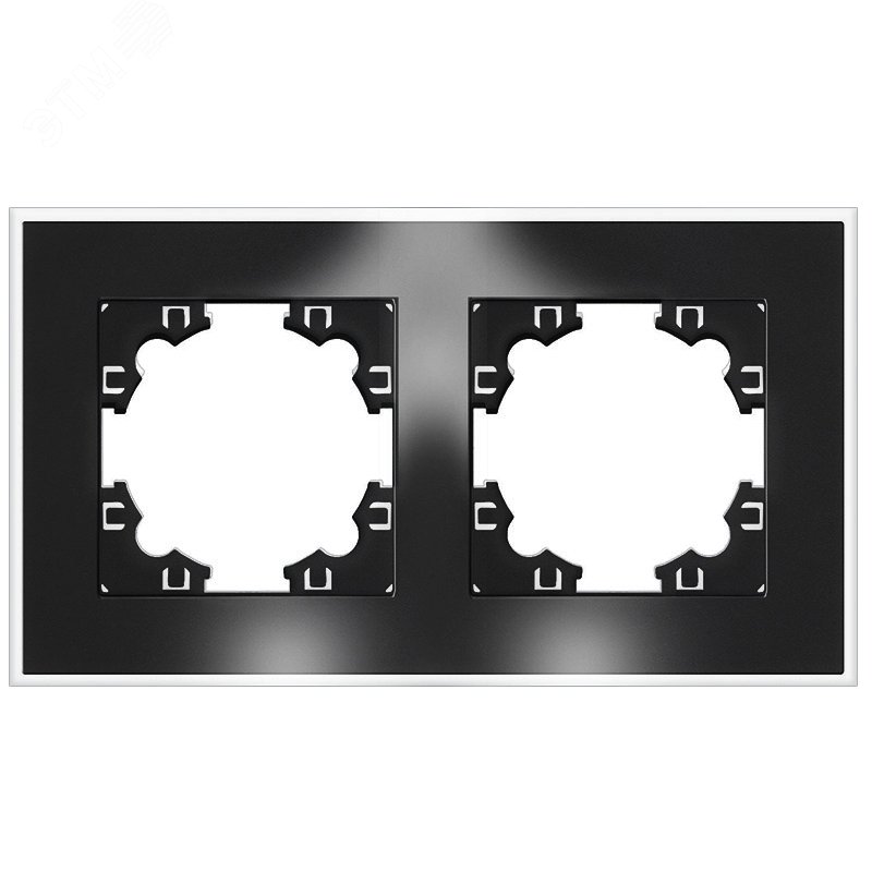 Изображение товара Стеклянная двухместная рамка Афина графитовая универсальная для интерьера