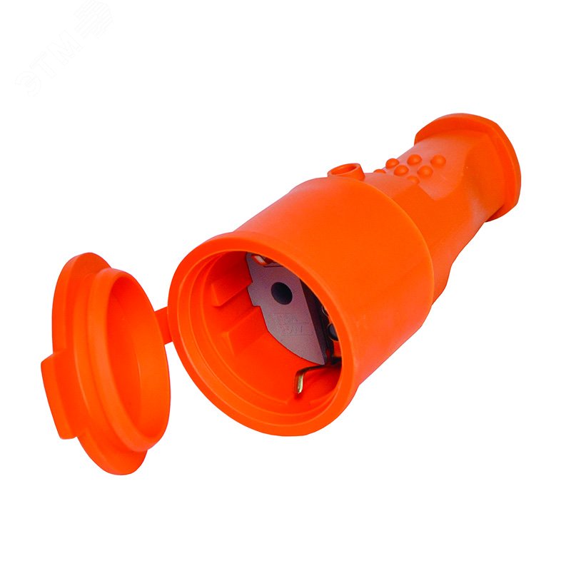 Изображение товара Разъем штепсельный с/з каучук IP44 16А 250В еврослот оранжевый