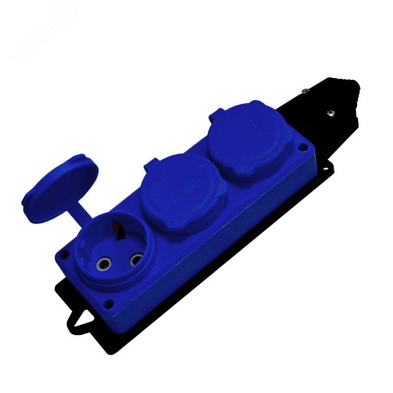 Изображение товара Колодка 3-х местная однофазная IP44 с заглушками UNIVersal 16А 220В синие