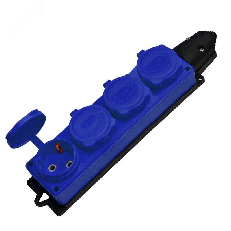 Изображение товара 4-х местная однофазная колодка с заглушками UNIV для открытой установки