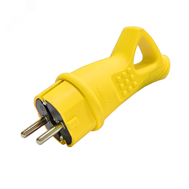 Изображение товара Вилка однофазная с ушком из каучука желтого цвета 16А 250В IP44