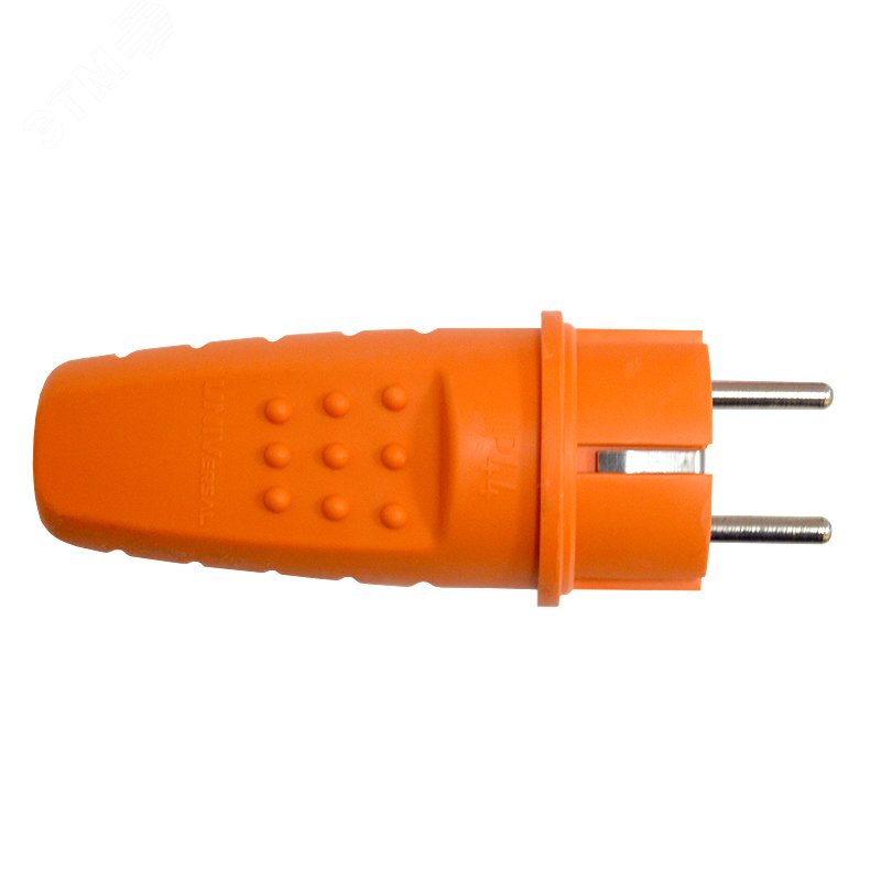 Вилка прямая c/з каучук 16А 250В IP44 цвет оранжевый (еврослот) 3031 UNIVersal - превью 2