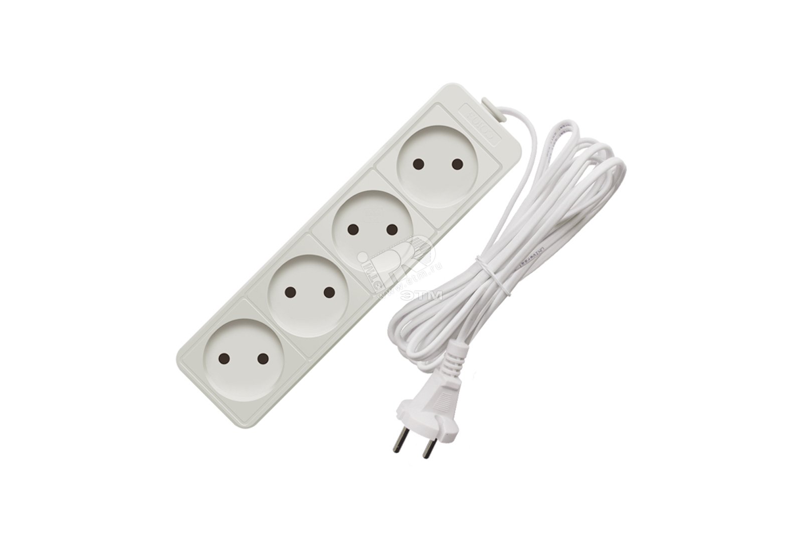 Изображение товара Удлинитель бытовой Союз 1300 Вт 4 гнезда 1,5м белый