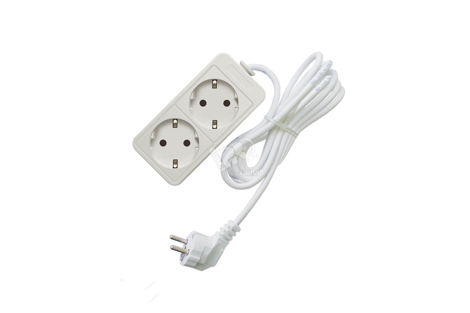 Изображение товара Бытовой удлинитель Союз 3500 Вт 2 гнезда 7м с заземлением белый