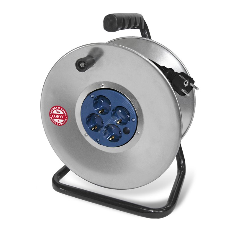 Изображение товара Усиленный силовой удлинитель на металлической катушке 4 гнезда 4000Вт 30м