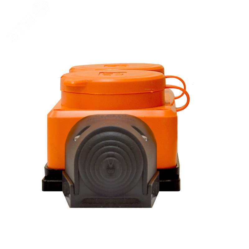 Колодка 2-х местная однофазная с заглушками КОМПАКТ с/з каучук 16А 250В IP44 цвет оранжевый (еврослот) 3033 UNIVersal - превью 4